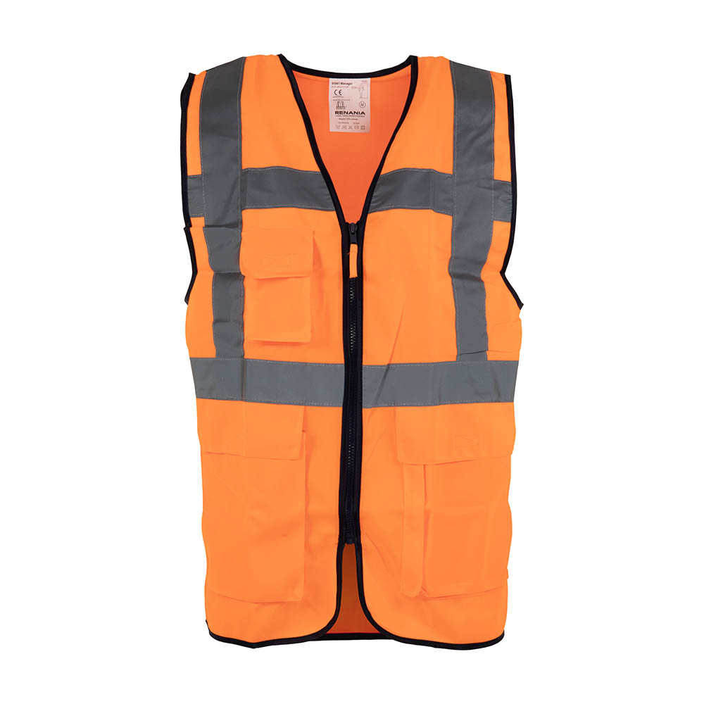 Vesta reflectorizanta portocalie de protectie inalta vizibilitate Manager, Renania, art.5B49 (91941)